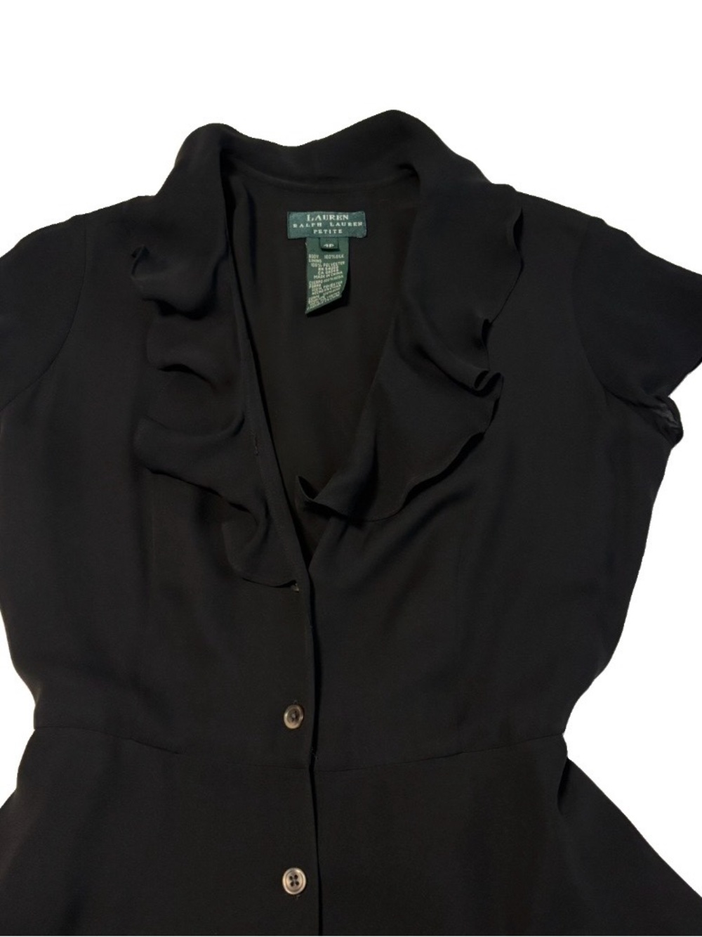 Vintage Lauren Ralph Lauren Silk Dress Black Size 4P - Picture 3 of 7